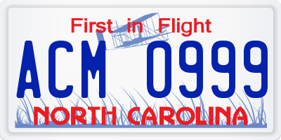 NC license plate ACM0999