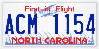 NC license plate ACM1154