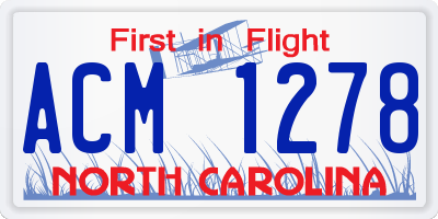 NC license plate ACM1278