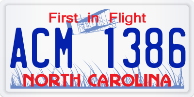 NC license plate ACM1386