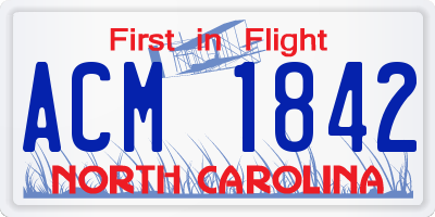 NC license plate ACM1842