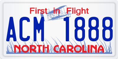 NC license plate ACM1888