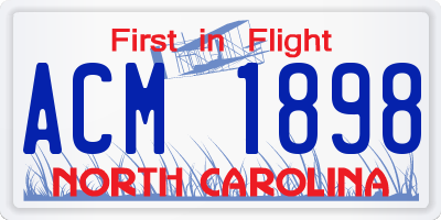 NC license plate ACM1898