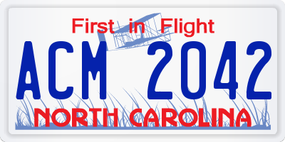 NC license plate ACM2042