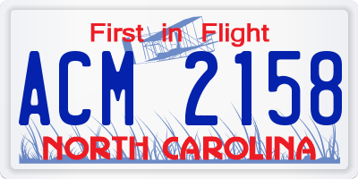 NC license plate ACM2158
