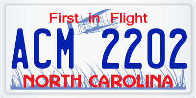NC license plate ACM2202