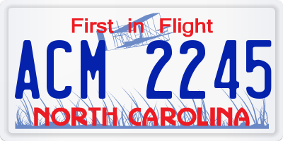 NC license plate ACM2245