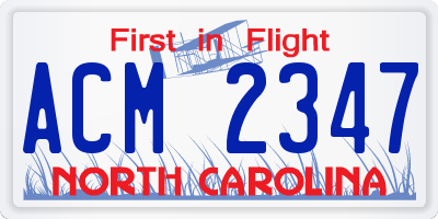 NC license plate ACM2347