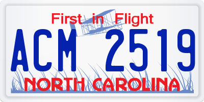 NC license plate ACM2519