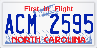 NC license plate ACM2595