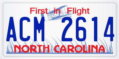 NC license plate ACM2614