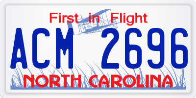 NC license plate ACM2696