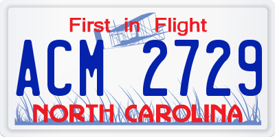 NC license plate ACM2729