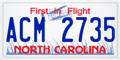 NC license plate ACM2735
