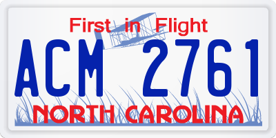 NC license plate ACM2761