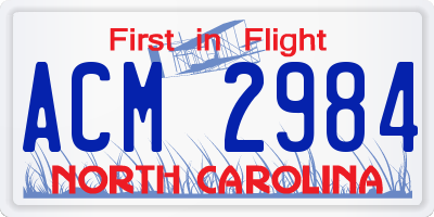 NC license plate ACM2984