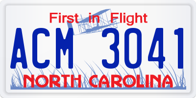 NC license plate ACM3041