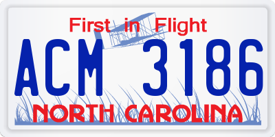 NC license plate ACM3186