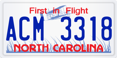 NC license plate ACM3318