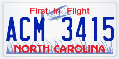 NC license plate ACM3415
