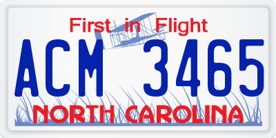 NC license plate ACM3465