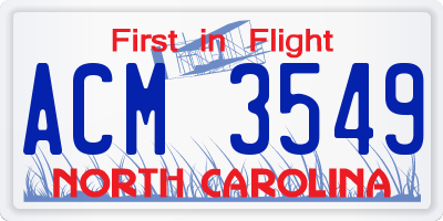 NC license plate ACM3549