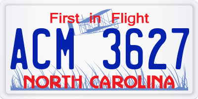 NC license plate ACM3627