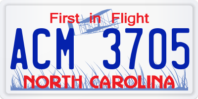 NC license plate ACM3705