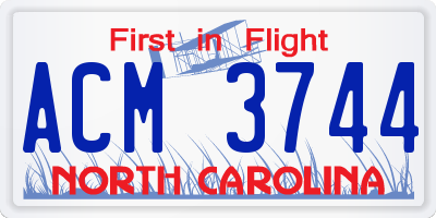 NC license plate ACM3744