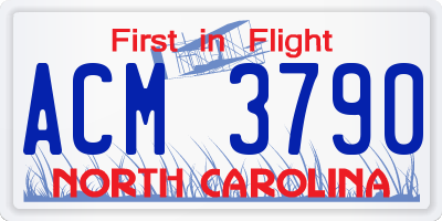 NC license plate ACM3790