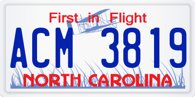 NC license plate ACM3819