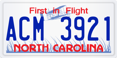 NC license plate ACM3921
