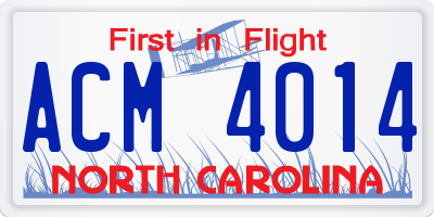 NC license plate ACM4014