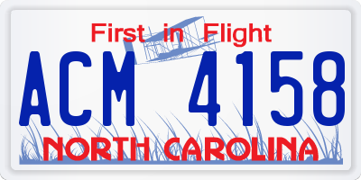 NC license plate ACM4158