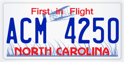 NC license plate ACM4250