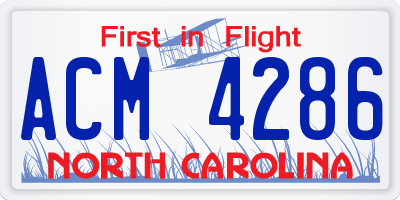 NC license plate ACM4286