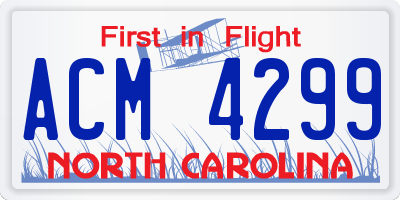 NC license plate ACM4299