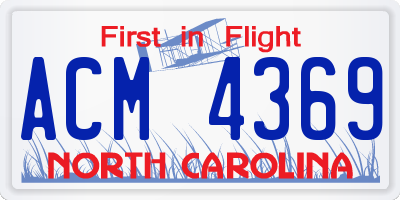 NC license plate ACM4369
