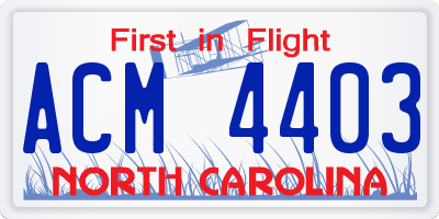 NC license plate ACM4403