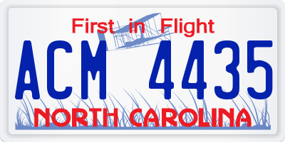 NC license plate ACM4435
