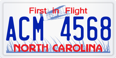 NC license plate ACM4568