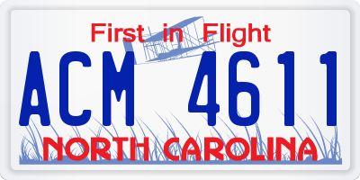 NC license plate ACM4611