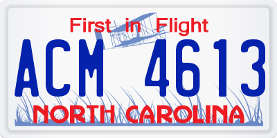 NC license plate ACM4613