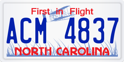 NC license plate ACM4837