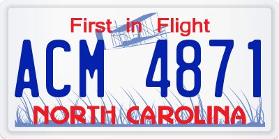 NC license plate ACM4871