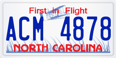 NC license plate ACM4878