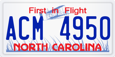 NC license plate ACM4950
