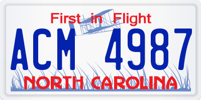 NC license plate ACM4987