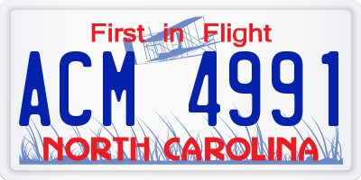NC license plate ACM4991