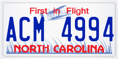 NC license plate ACM4994